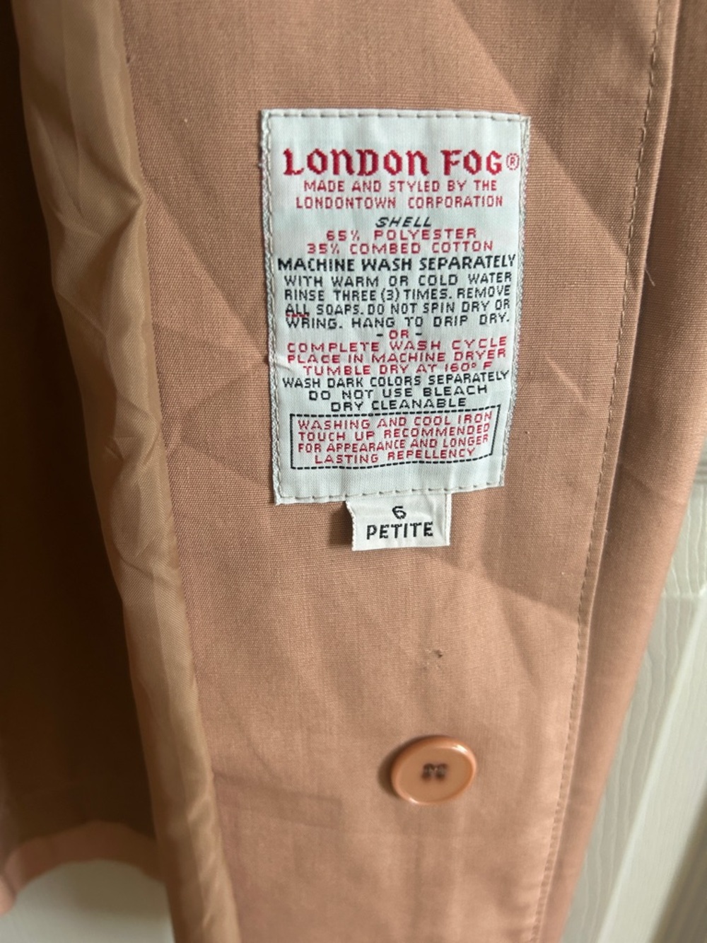 London Fog Petite Dusty Rose Button-Front Coat - Picture 4 of 5